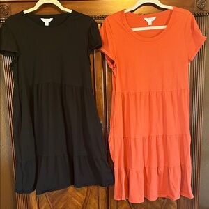 Time and Tru Black and Coral Tiered Dresses